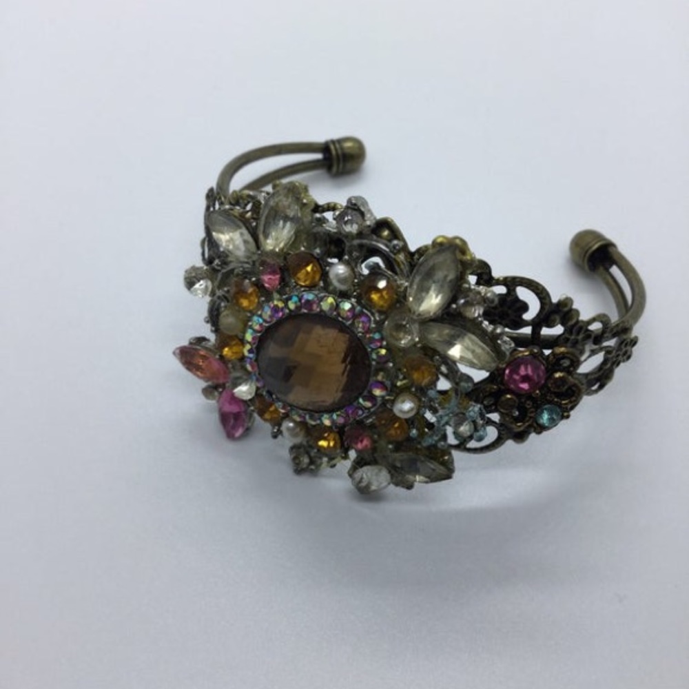 Vintage Earring/Brooch Filigree Cuff Bracelet